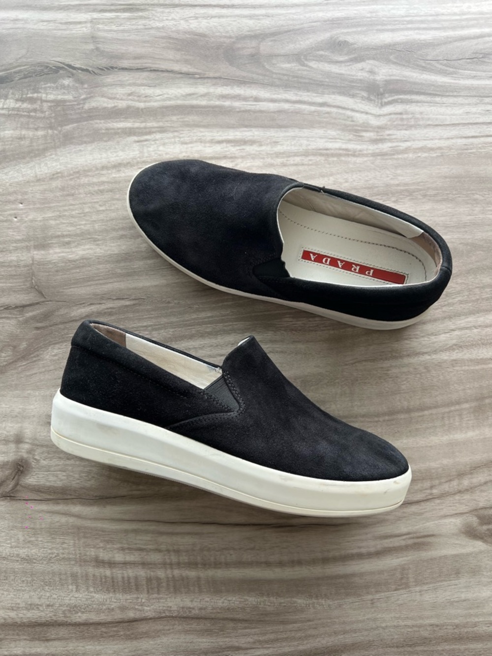 Prada Sport Black Suede Slip On Size 6.5 (EU 36.5) Womens